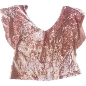 Pink velvet women’s tops with shoulders off, casual and also party time, Small